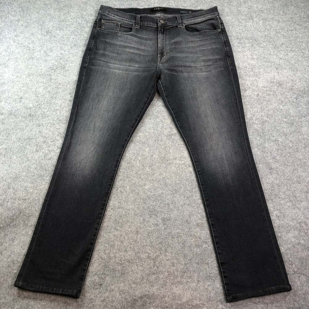 Fidelity Torino Mens Jeans 38x32 Gray Wash CHALET Slim Straight Leg Stretch NWOT